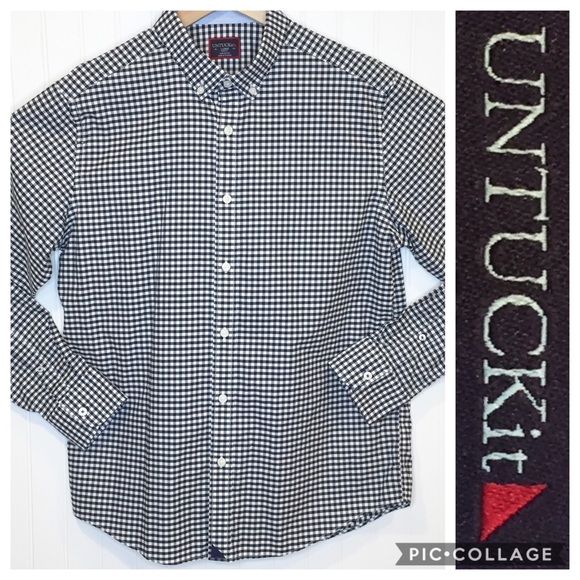 UNTUCKit Other - UNTUCKit Slim Fit Navy White Gingham Shirt Large